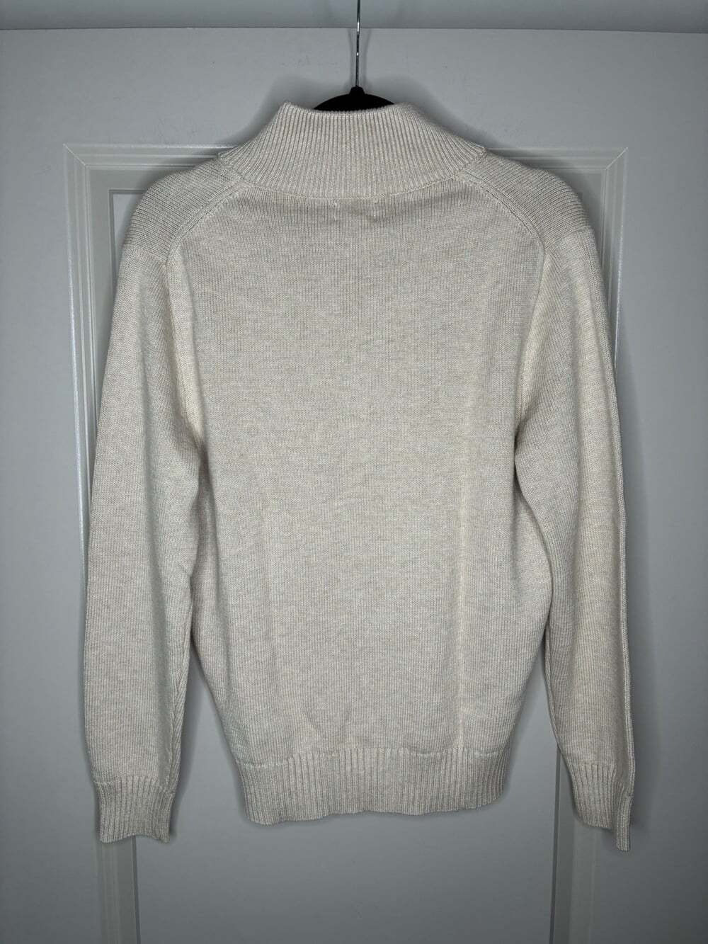J Crew NWT Heritage Cotton Quarter Zip Sweater in Heather Sand Men's Small - Picture 6 of 8